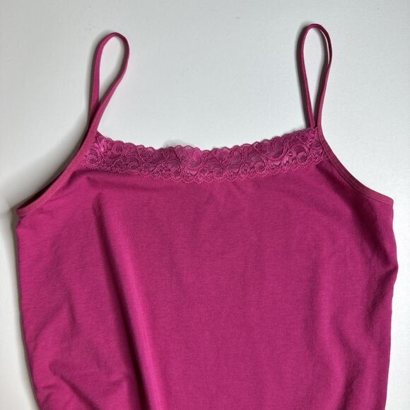 Bossini Hot Pink Lace Trim Cami Top Y2K McBling Barbiecore 2000s Medium - Picture 5 of 10